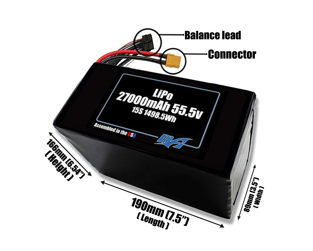 LiPo 27000mAh 15S 55.5v NMC Battery Pack