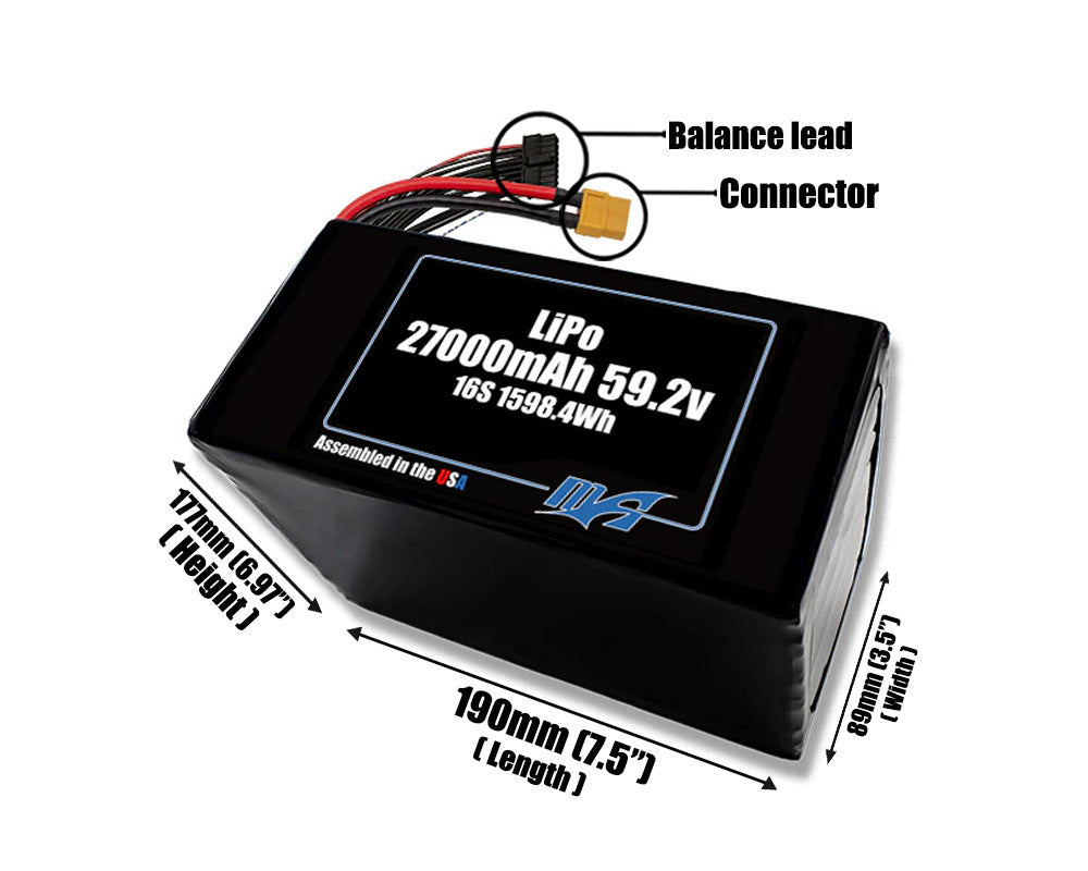 LiPo 27000mAh 16S 59.2v NMC Battery Pack