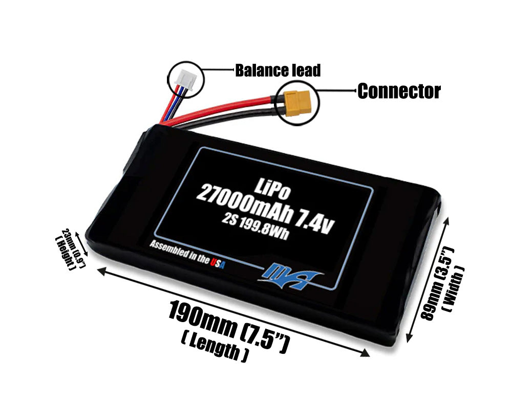 LiPo 27000mAh 2S 7.4v NMC Battery Pack