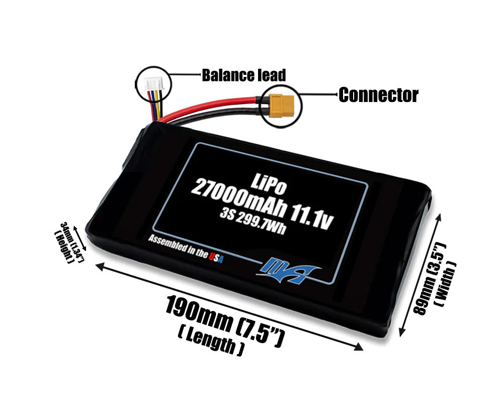 LiPo 27000mAh 3S 11.1v NMC Battery Pack