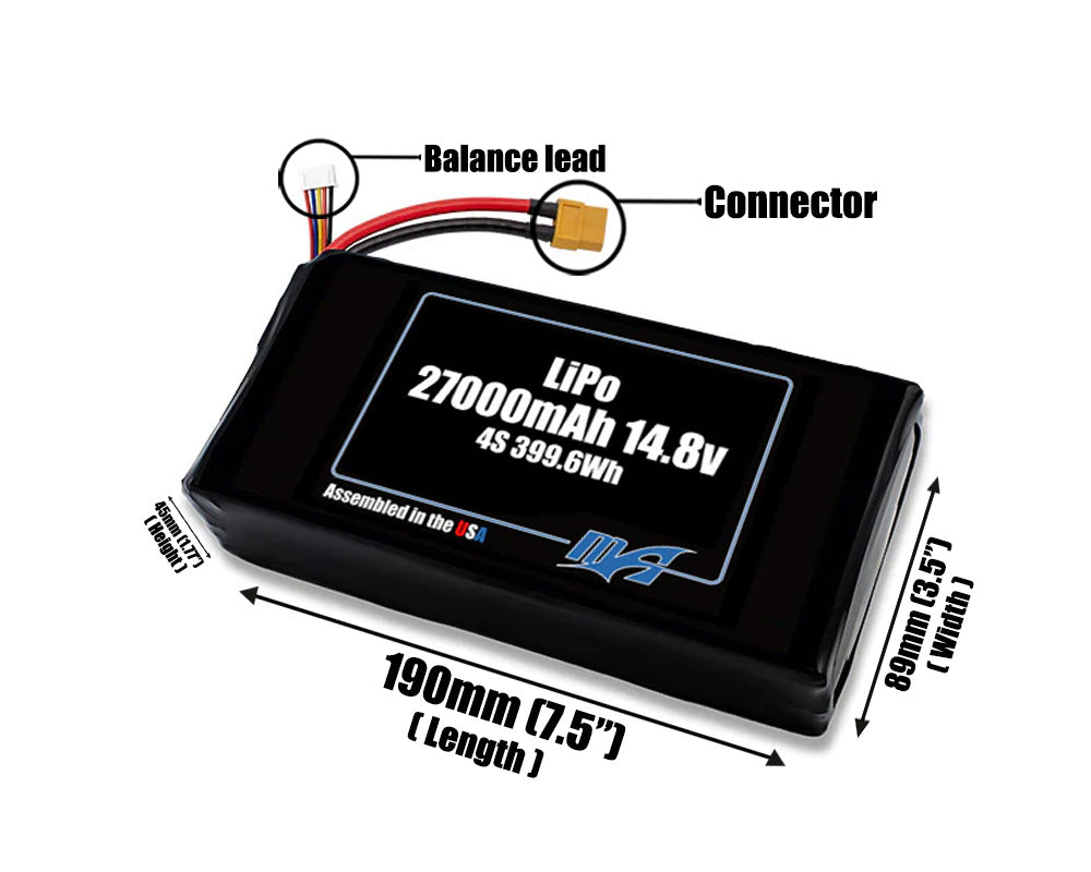 LiPo 27000mAh 4S 14.8v NMC Battery Pack