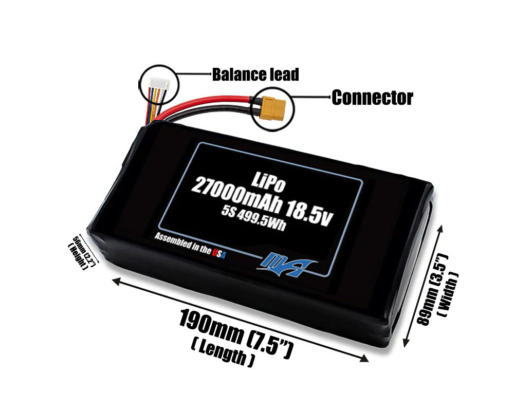 LiPo 27000mAh 5S 18.5v NMC Battery Pack