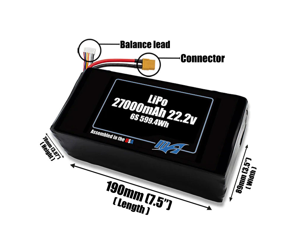 LiPo 27000mAh 6S 22.2v NMC Battery Pack