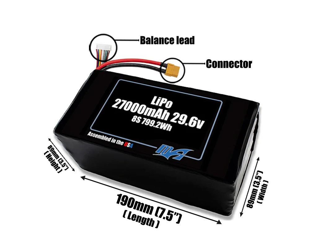 LiPo 27000mAh 8S 29.6v NMC Battery Pack