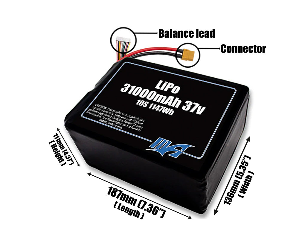 LiPo 31000 10S 37v Battery Pack