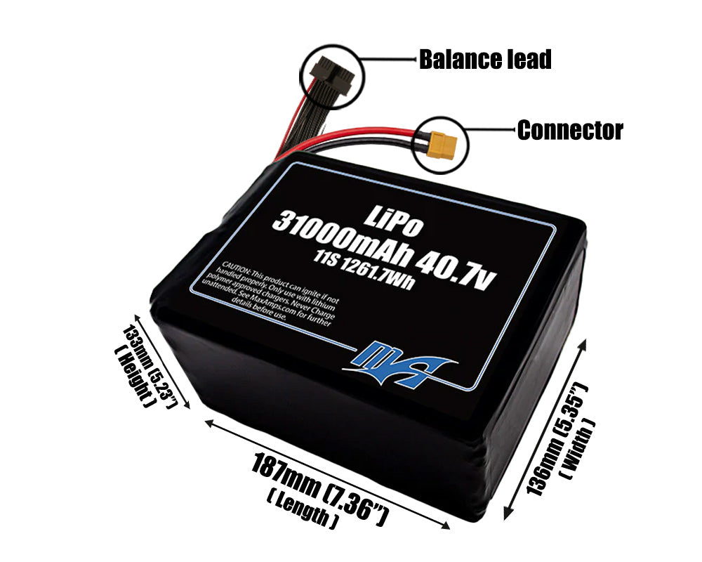 LiPo 31000mAh 11S 40.7v Battery Pack