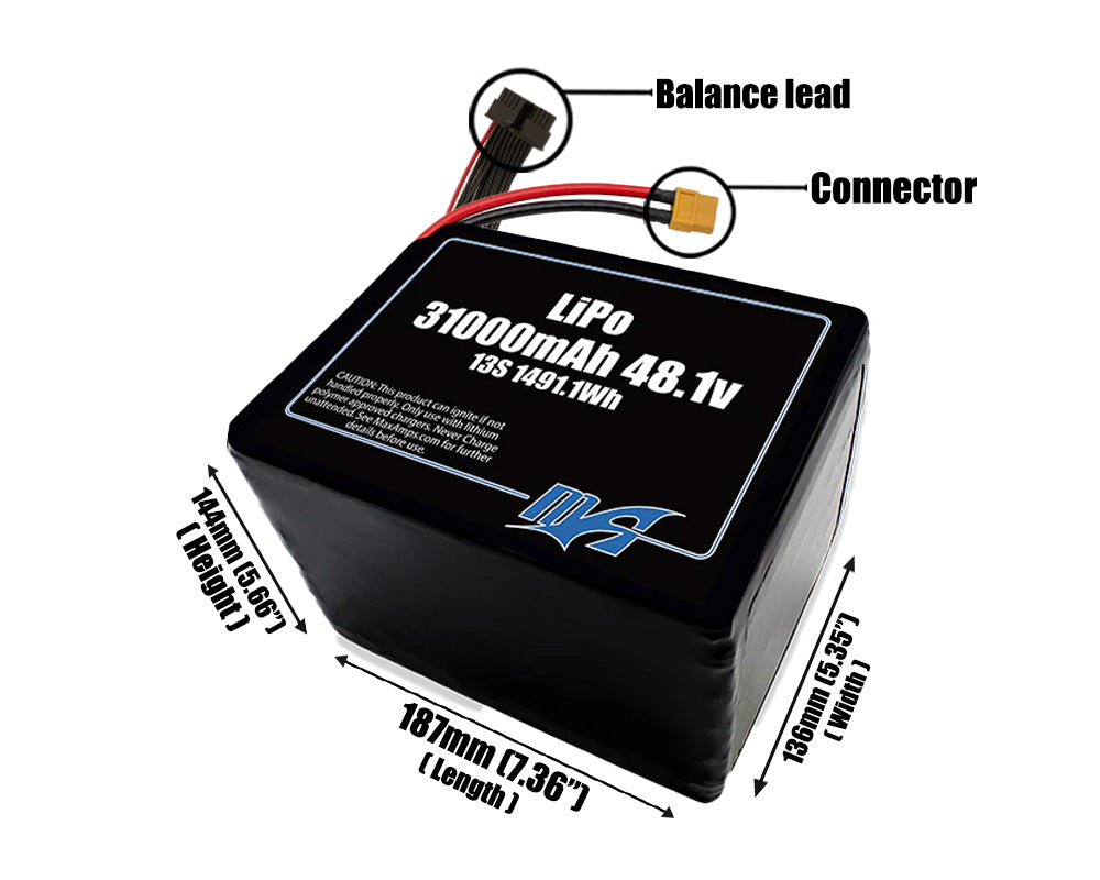 LiPo 31000 13S 48.1v Battery Pack