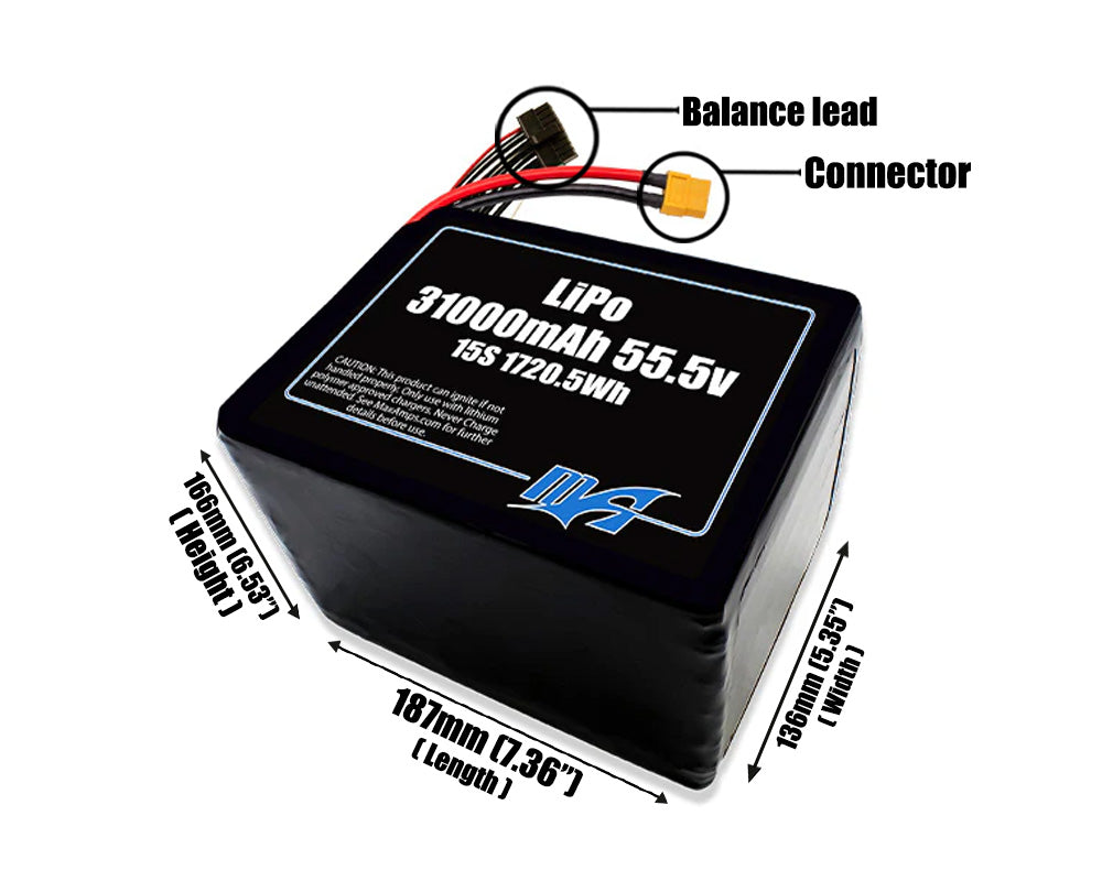 LiPo 31000 15S 55.5v Battery Pack