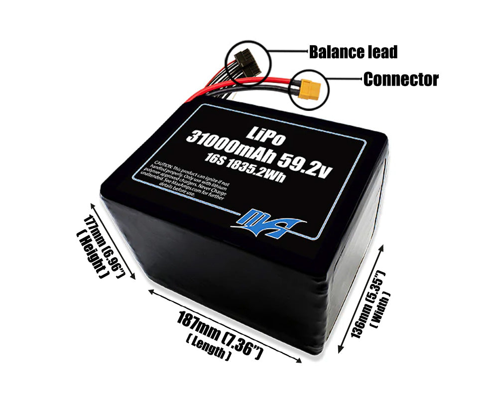 LiPo 31000mAh 16S 59.2v Battery Pack