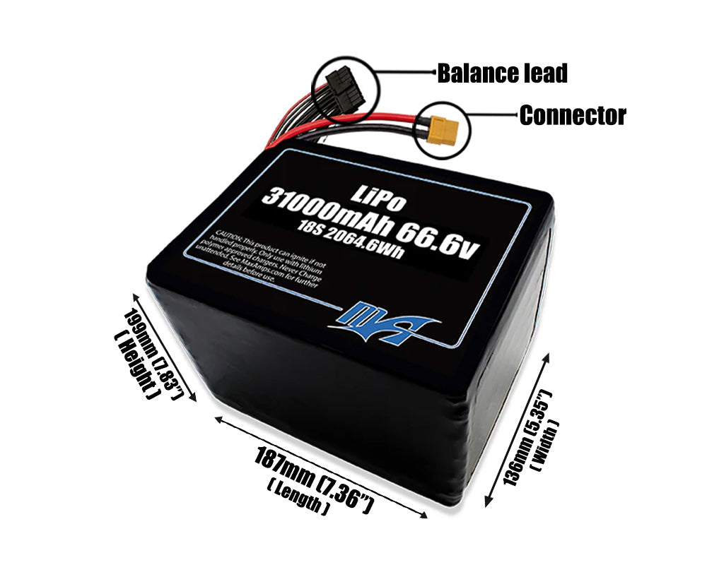 LiPo 31000mAh 18S 66.6v Battery Pack