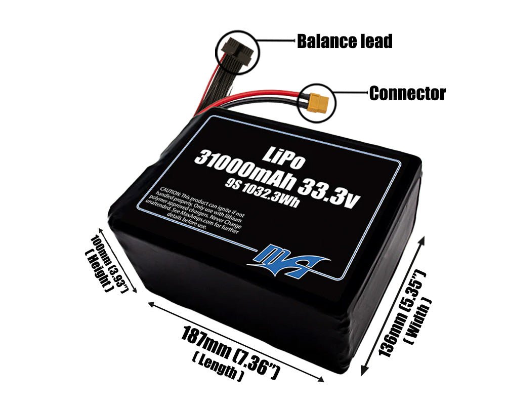 LiPo 31000mAh 9S 33.3v Battery Pack