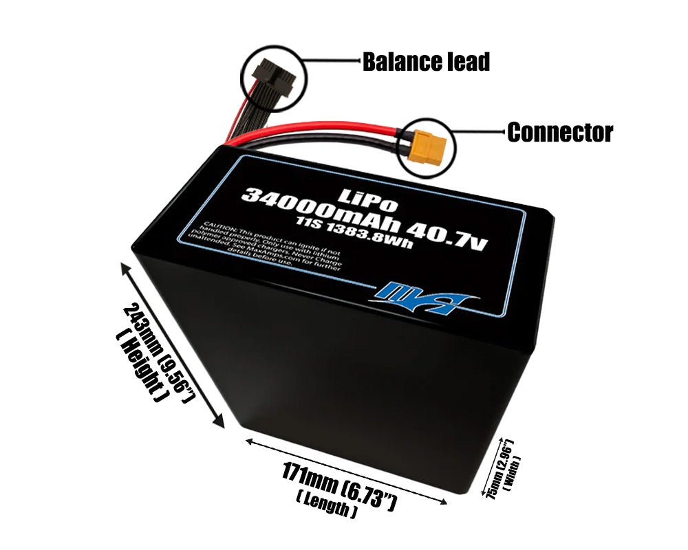 LiPo 34000mAh 11S2P 40.7v Battery Pack