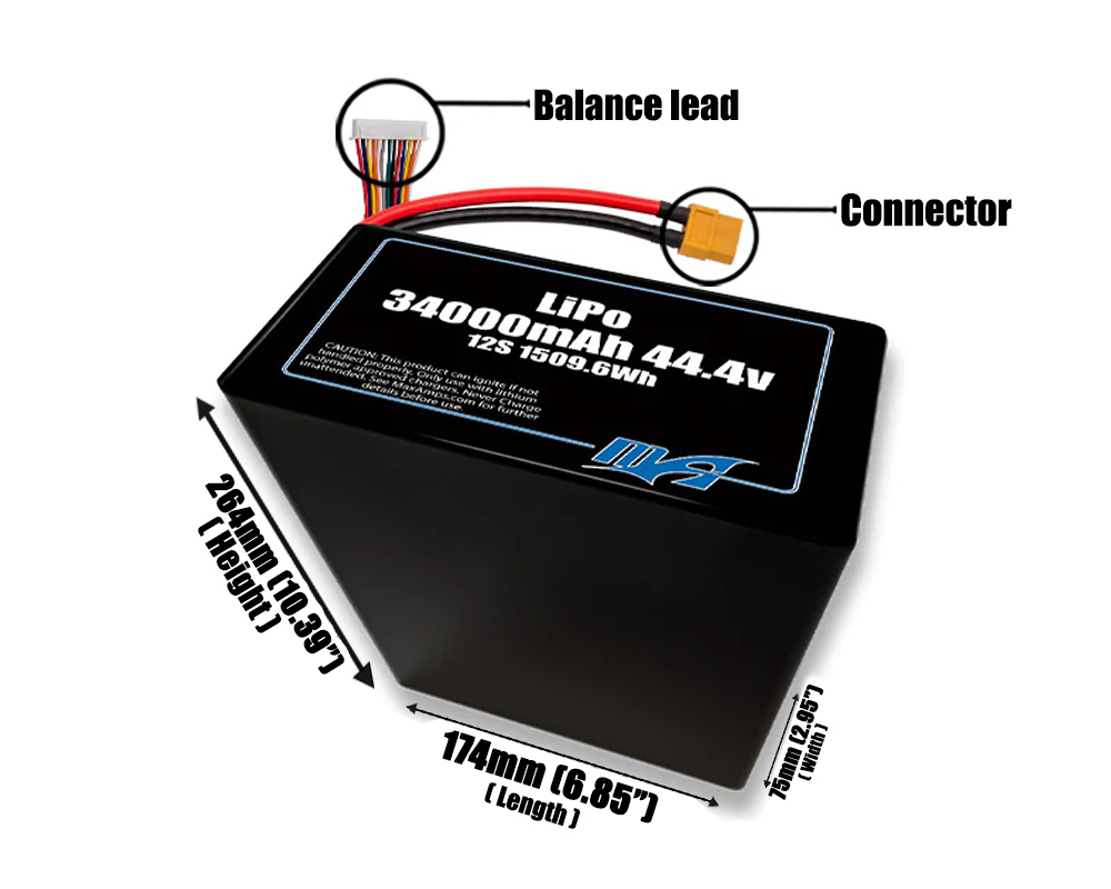 LiPo 34000mAh 12S2P 44.4v Battery Pack