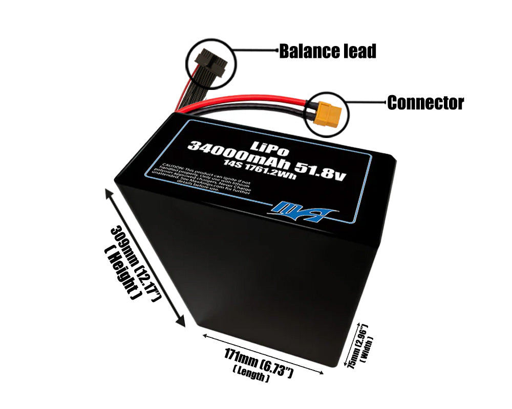 LiPo 34000mAh 14S2P 51.8v Battery Pack