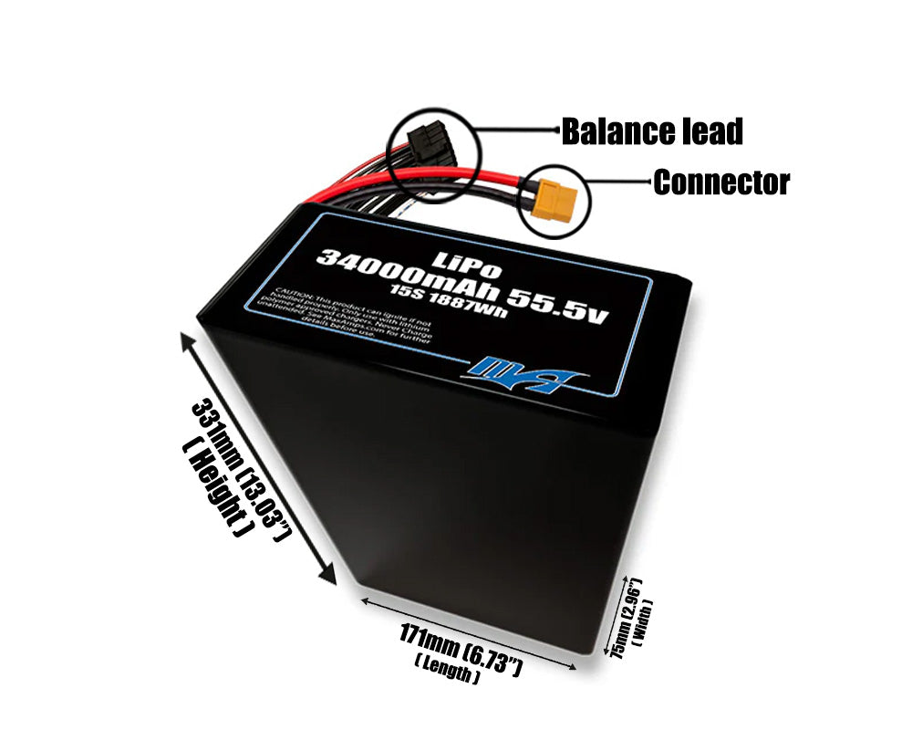 LiPo 34000mAh 15S2P 55.5v Battery Pack