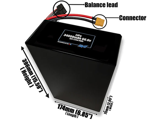 LiPo 34000mAh 18S2P 66.6v Battery Pack