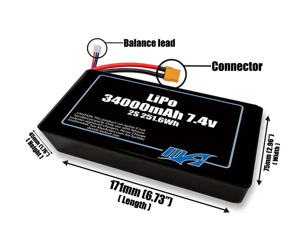 LiPo 34000mAh 2S2P 7.4v Battery Pack