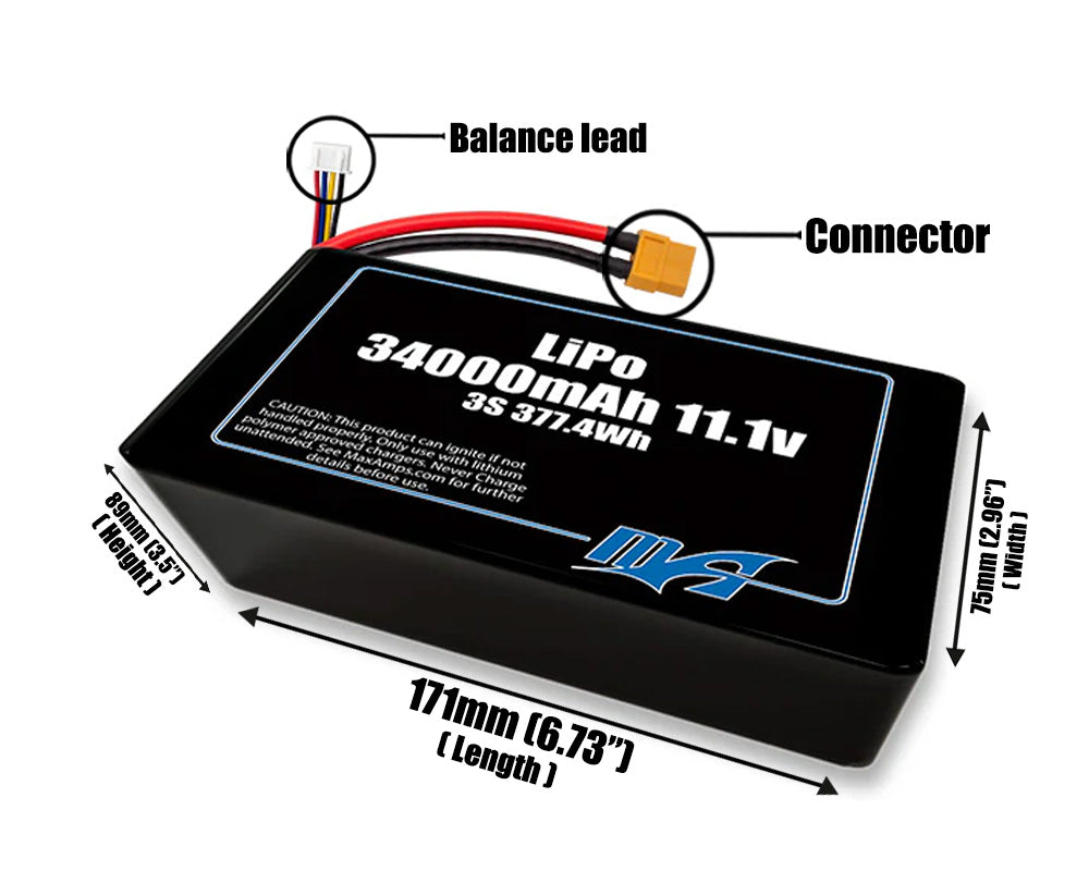 LiPo 34000mAh 3S2P 11.1v Battery Pack