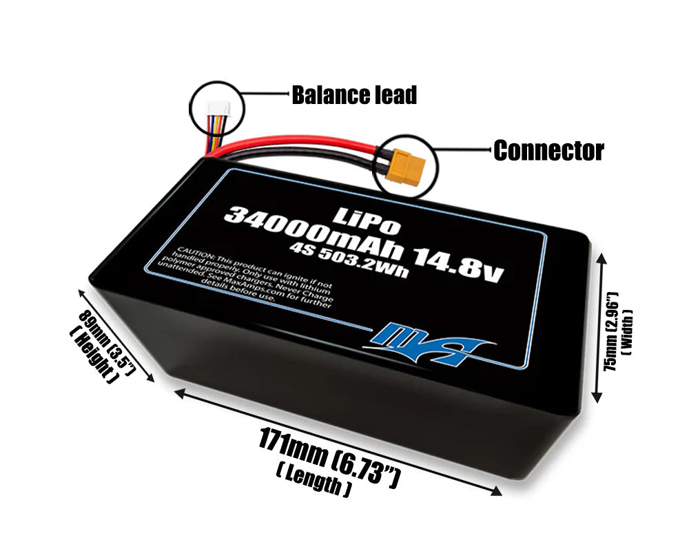 LiPo 34000mAh 4S2P 14.8v Battery Pack