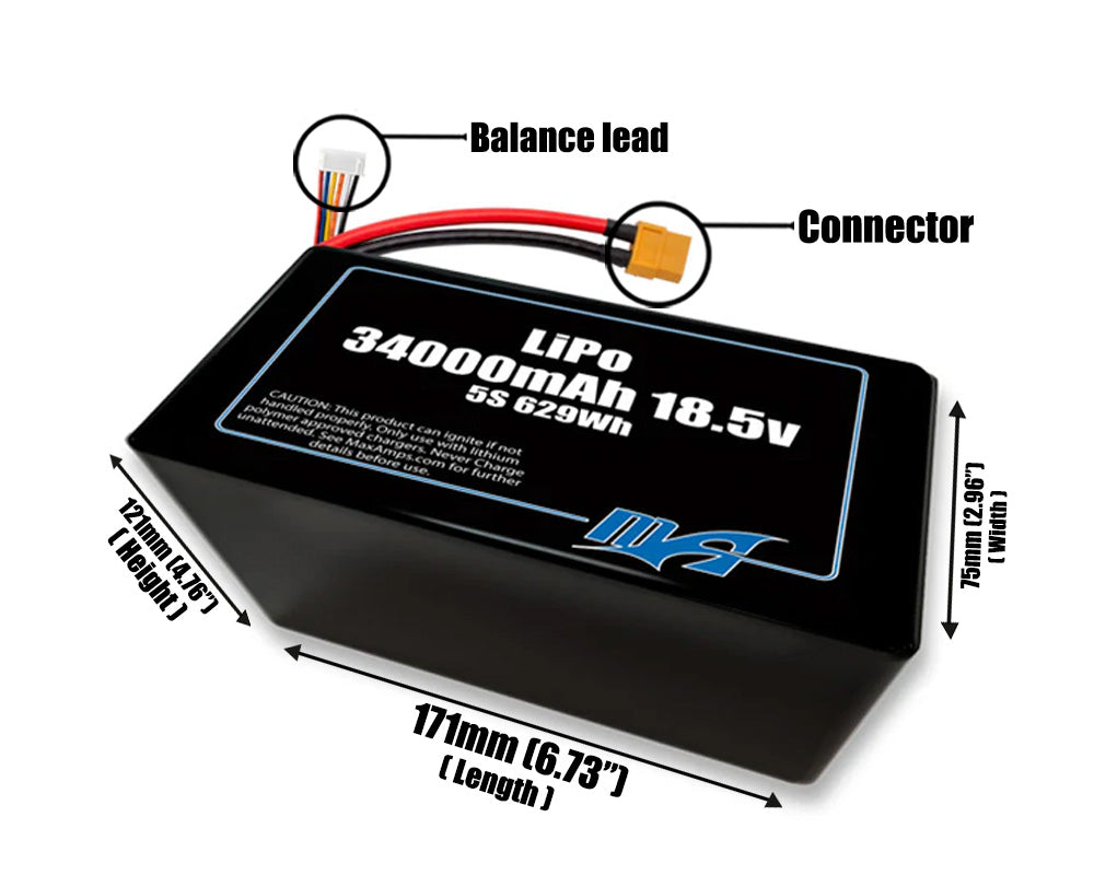 LiPo 34000mAh 5S2P 18.5v Battery Pack