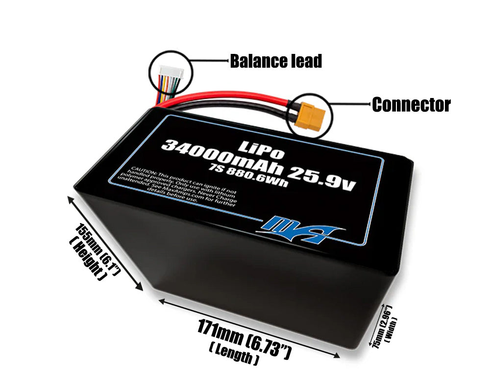 LiPo 34000mAh 7S2P 25.9v Battery Pack