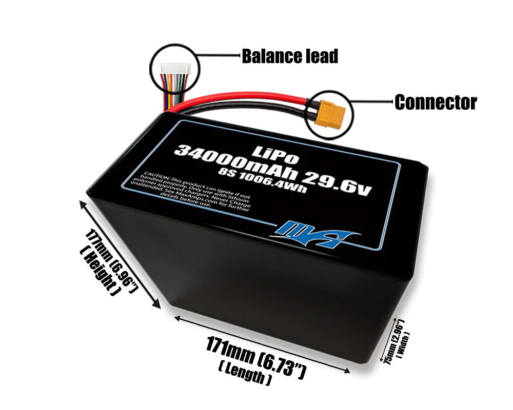 LiPo 34000mAh 8S2P 29.6v Battery Pack