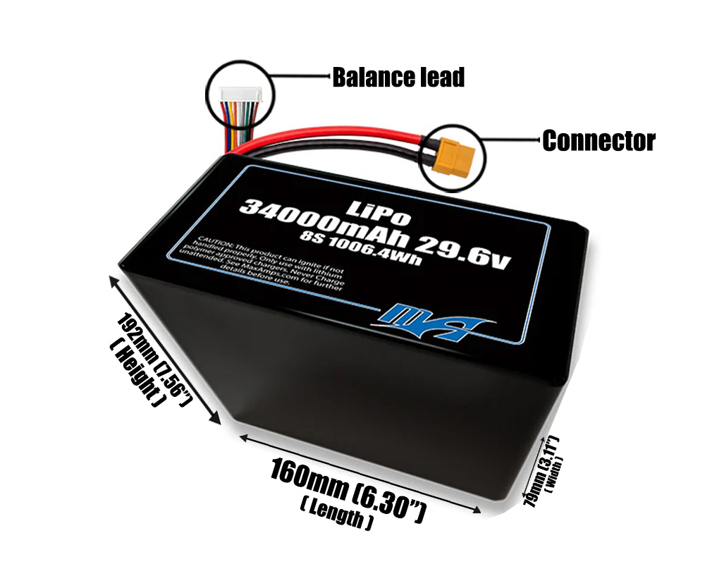 LiPo 34000mAh 8S2P 29.6v Battery Pack