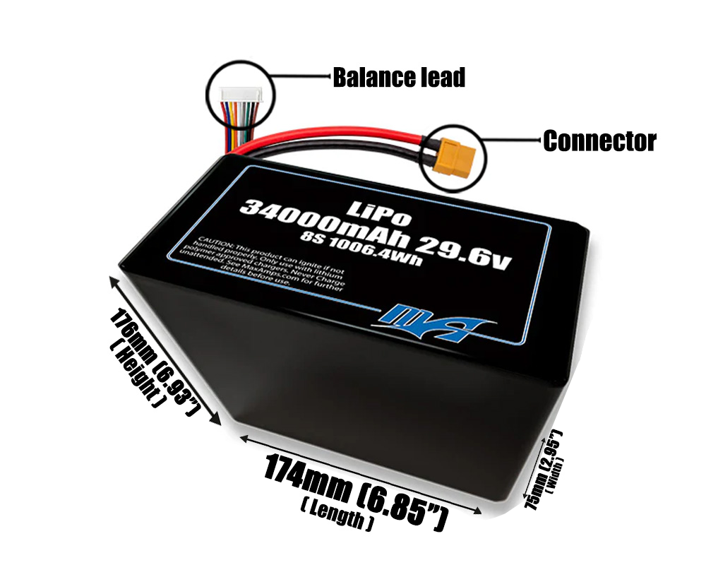LiPo 34000mAh 8S2P 29.6v Battery Pack