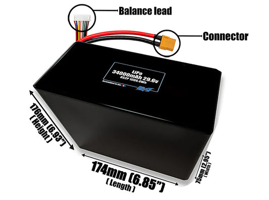 LiPo 34000mAh 8S2P 29.6v Battery Pack