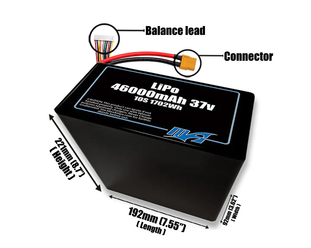 LiPo 46000mAh 10S2P 37v Battery Pack