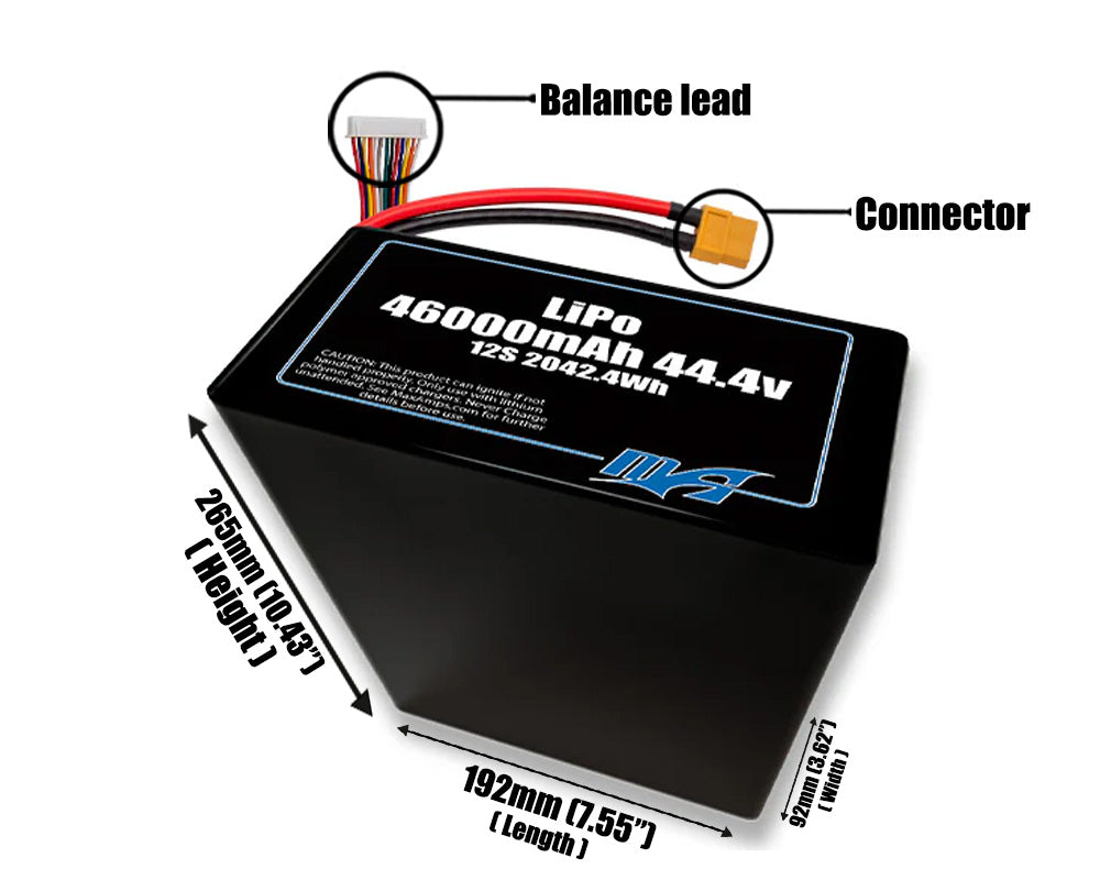 LiPo 46000mAh 12S2P 44.4v Battery Pack