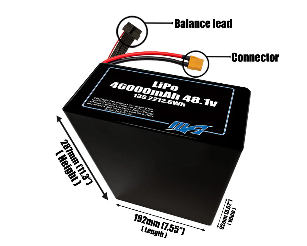 LiPo 46000mAh 13S2P 48.1v Battery Pack