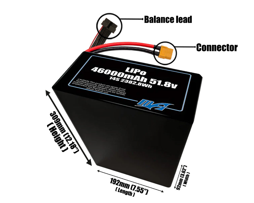 LiPo 46000mAh 14S2P 51.8v Battery Pack