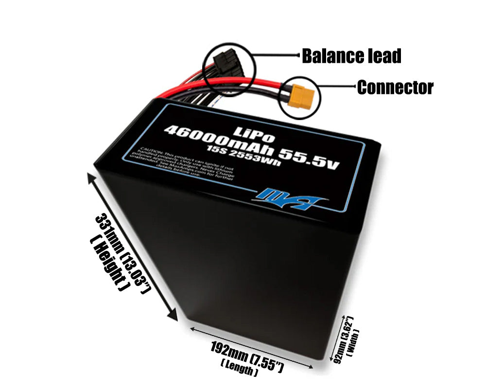 LiPo 46000mAh 15S2P 55.5v Battery Pack