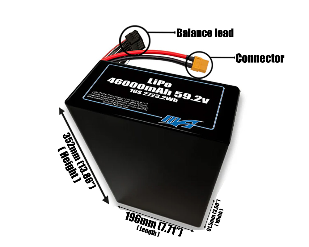 LiPo 46000mAh 16S2P 59.2v Battery Pack