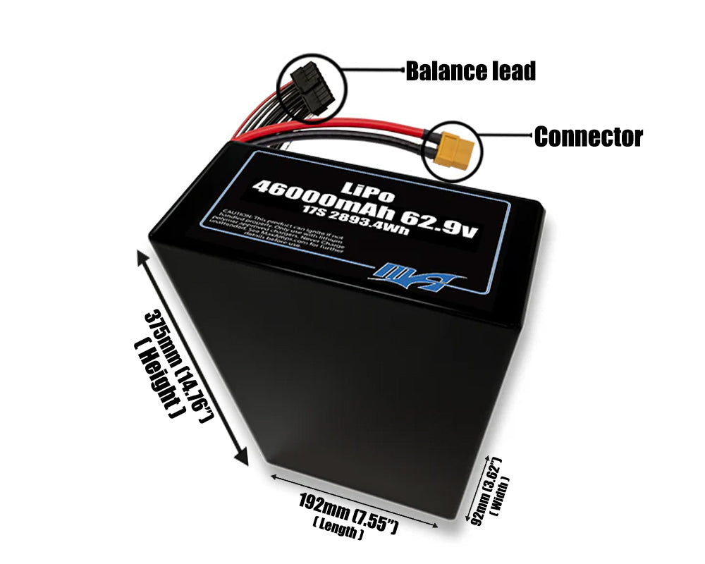 LiPo 46000mAh 17S2P 62.9v Battery Pack