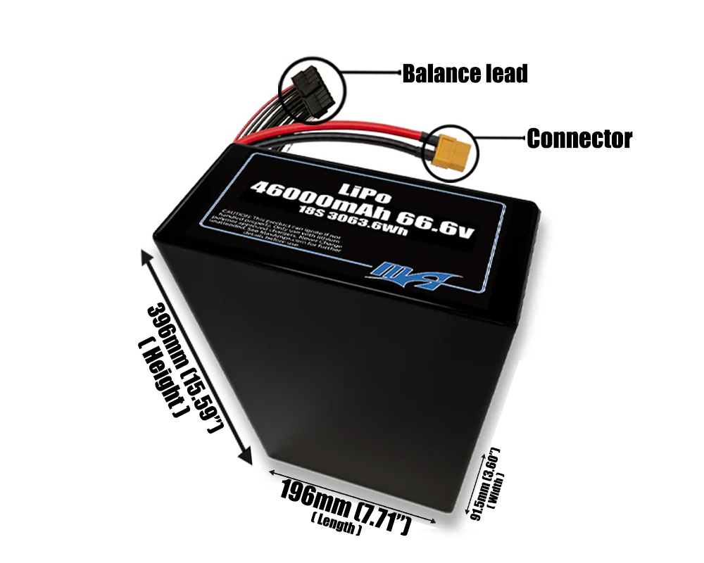 LiPo 46000mAh 18S2P 66.6v Battery Pack