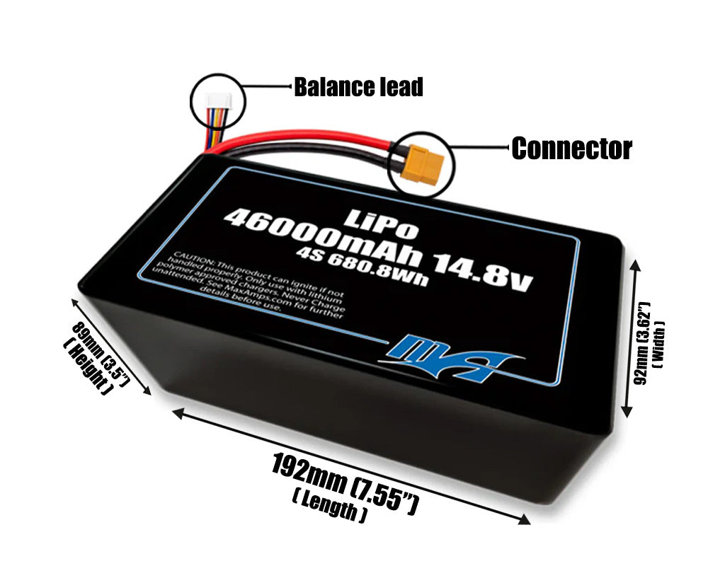 LiPo 46000mAh 4S2P 14.8v Battery Pack