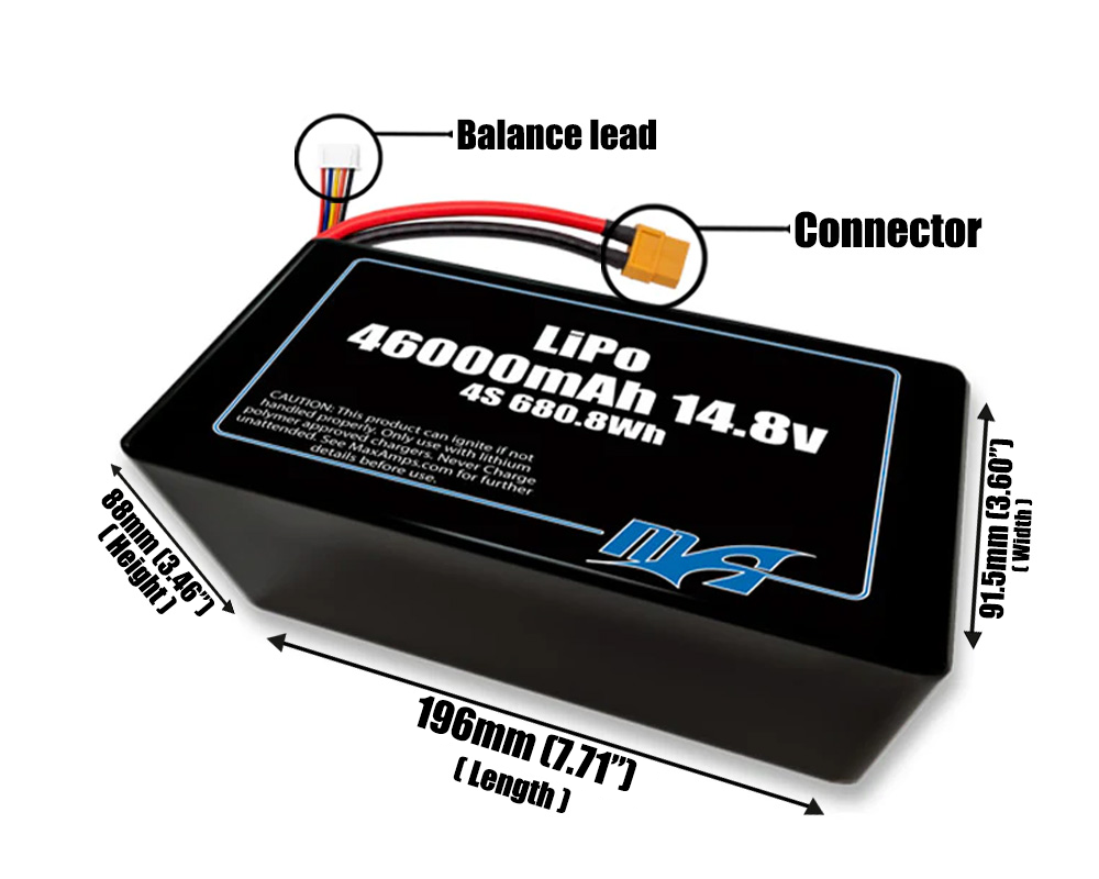 LiPo 46000mAh 4S2P 14.8v Battery Pack
