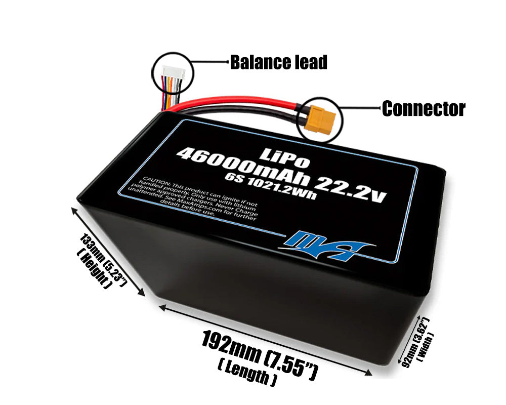 LiPo 46000mAh 6S2P 22.2v Battery Pack