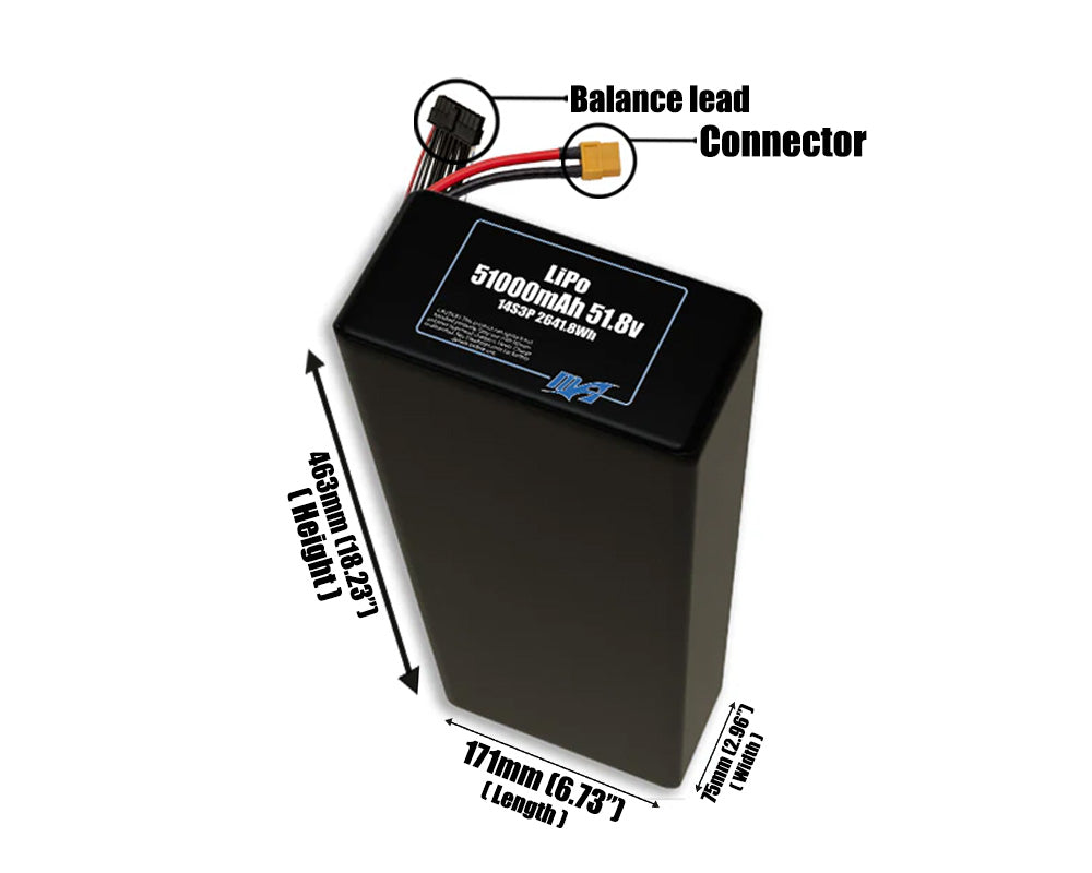 LiPo 51000mAh 14S3P 51.8v Battery Pack