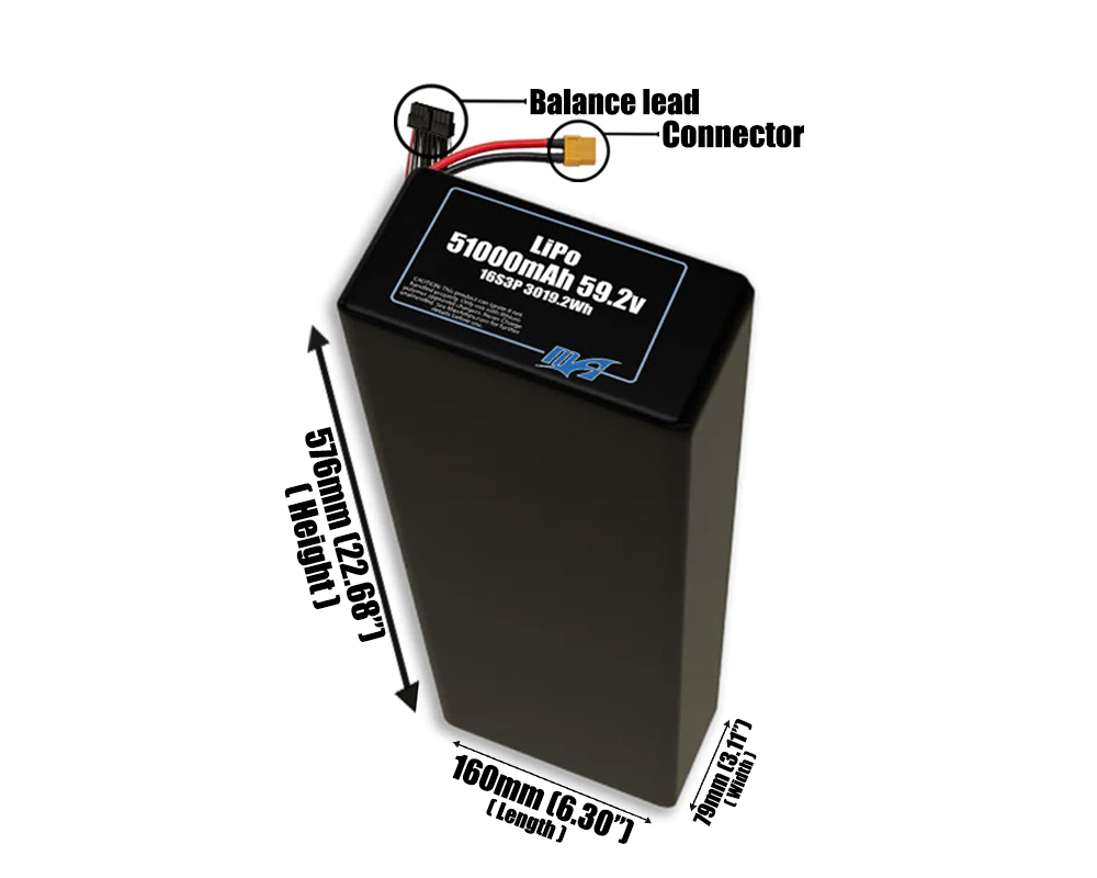 LiPo 51000mAh 16S3P 59.2v Battery Pack