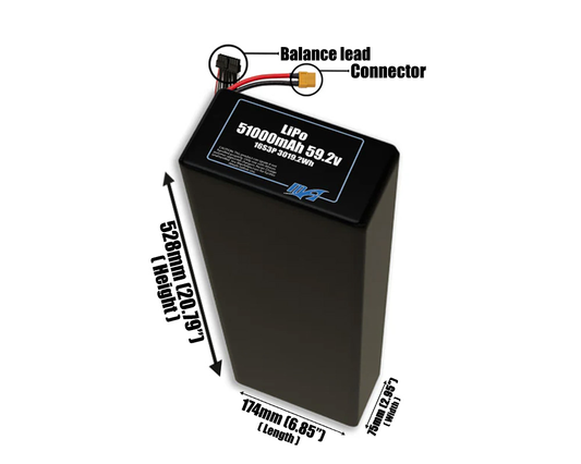 LiPo 51000mAh 16S3P 59.2v Battery Pack