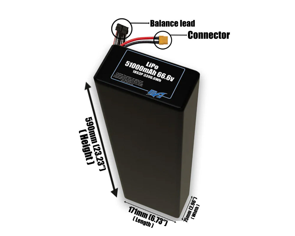 LiPo 51000mAh 18S3P 66.6v Battery Pack