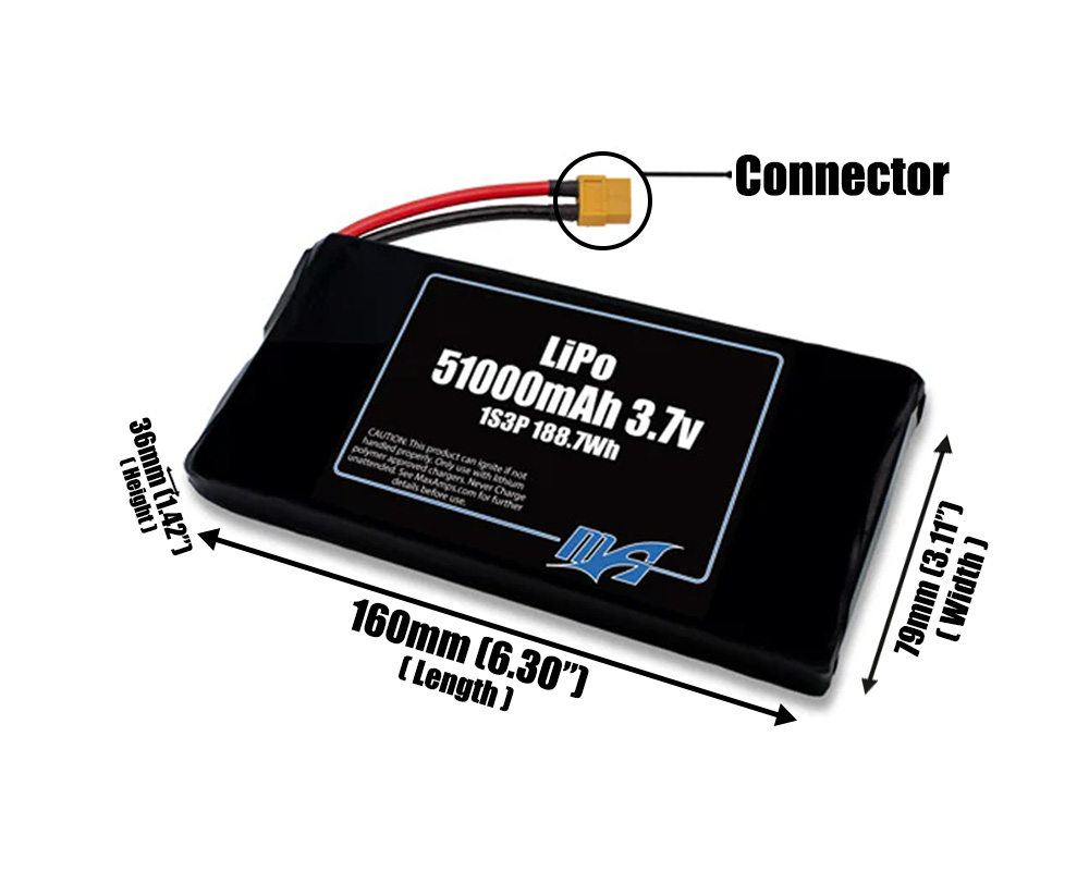 LiPo 51000mAh 1S3P 3.7v Battery Pack
