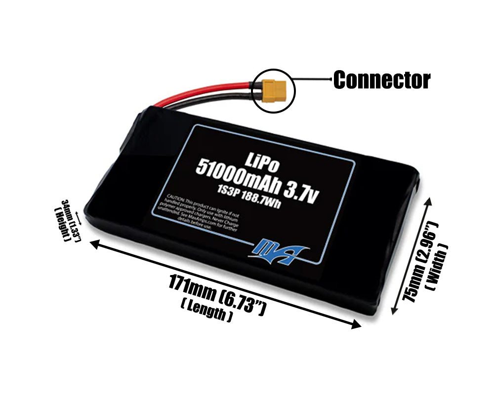 LiPo 51000mAh 1S3P 3.7v Battery Pack