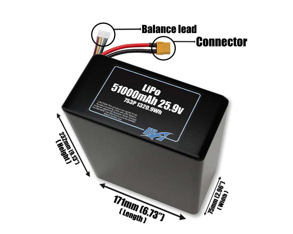 LiPo 51000mAh 7S3P 25.9v Battery Pack