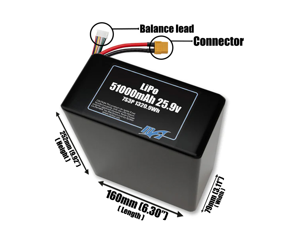 LiPo 51000mAh 7S3P 25.9v Battery Pack