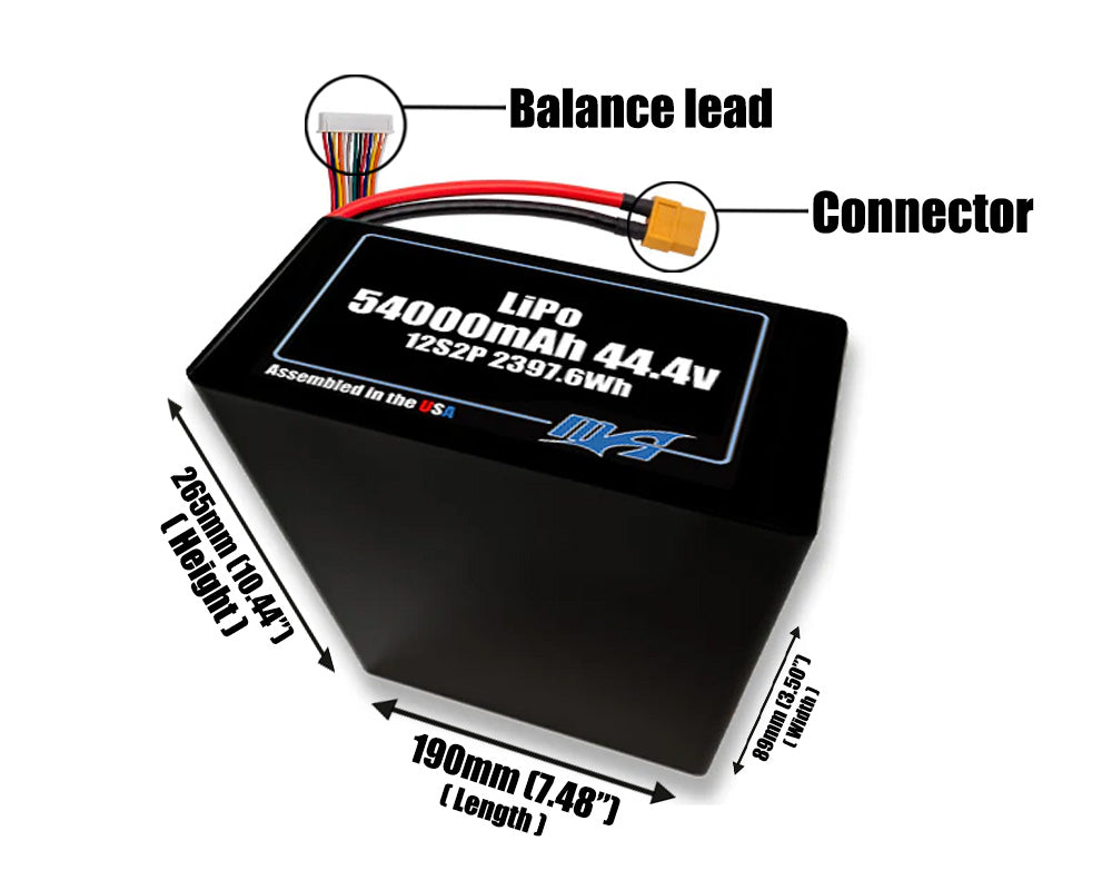 LiPo 54000mAh 12S2P 44.4v NMC Battery Pack