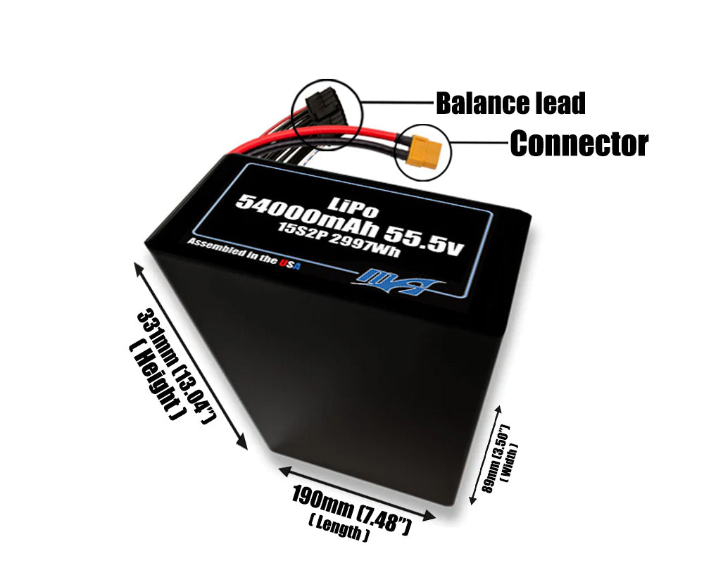 LiPo 54000mAh 15S2P 55.5v NMC Battery Pack